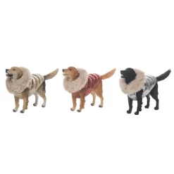 Transpac Set Of 3 Resin Puffy Coat Dog Figurines Christmas Home Decorations Decorative Objects
