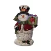 Transpac Dolomite Light Up Snowman With Gift Box And Music - Festive Christmas Decorative Object For Holiday Cheer