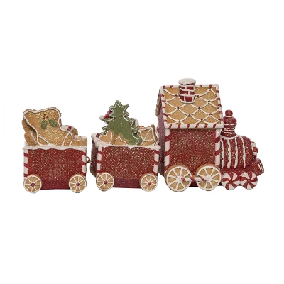 Transpac Resin Gingerbread Train Decorative Sculpture For Christmas Festive Tabletop Decor Red Indoor Holiday Cheer 2 Transpac Resin Gingerbread Train Decorative Sculpture For Christmas Festive Tabletop Decor Red Indoor Holiday Cheer - Image 2
