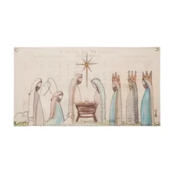 Transpac 35 Inch Fabric Wall Art Nativity Scene Decorative Sculpture Multicolor Paper Christmas Decoration For Indoor Use