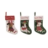 Transpac Good Dog Christmas Stocking Set Of 3 Holiday Home Decorations Polyester Fabric