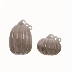 Transpac Glass Silver Harvest Pumpkins Set Of 2