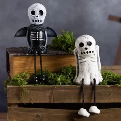 Transpac Spooky Skull Shelf Sitter Decorative Figurine For Halloween Indoor Tabletop Mantel Decor Unique Gift
