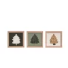 Transpac Set Of 3 Small MDF Rope Framed Tassel Tree Decor Christmas Home Decorations