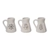 Transpac Dolomite Holiday Icon Mugs Set Of 3 Ceramic Drinkware For Christmas 20oz Black Indoor Decor Gift Hostess Safe
