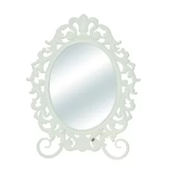Transpac Metal 13.5 In. White Everyday Regency Oval Mirror