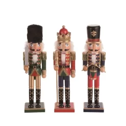 Transpac Wood Royal Nutcracker Figurine Set Of 3 Colorful Decorative Nutcrackers For Christmas Tabletop Decor