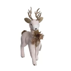Transpac Polyester Fabric Standing Deer With Gold Accents Decorative Figurine For Christmas Indoor Tabletop Decor