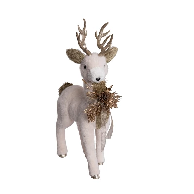 Transpac Polyester Fabric Standing Deer With Gold Accents Decorative Figurine For Christmas Indoor Tabletop Decor 1 Transpac Polyester Fabric Standing Deer With Gold Accents Decorative Figurine For Christmas Indoor Tabletop Decor