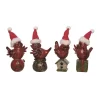 Transpac Set Of 4 Cute Sitting Cardinal Home Decorations With Hat Resin Christmas Decor