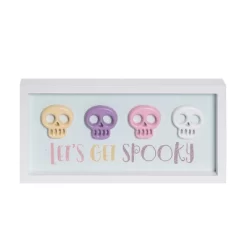 Transpac MDF Framed Lets Get Spooky Sign Halloween Tabletop Decor Multicolor Indoor Gift For Hostess And Halloween Fun