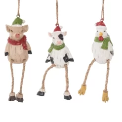 Transpac Merry Farm Animal Sitter Figurines Set Of 2 Colorful Christmas Decor For Tabletop And Mantel Indoor Gifts