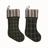 Transpac Fabric Plaid Christmas Stocking Set Of 2 Holiday Home Decorations Polyester