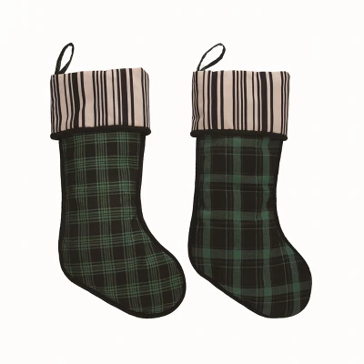 Transpac Fabric Plaid Christmas Stocking Set Of 2 Holiday Home Decorations Polyester 1 Transpac Fabric Plaid Christmas Stocking Set Of 2 Holiday Home Decorations Polyester