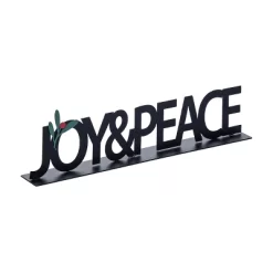 Transpac 12.01 In Black Metal Christmas Decor Joy And Peace Word Decorative Object For Holiday Home Decor