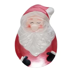 Transpac 14.96 In Multicolor Christmas Santa Platter Glass Serving Dish For Holiday Entertaining