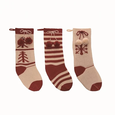 Transpac Red And White Knit Stocking Set Of 3 Christmas Home Decorations Holiday Stockings Polyester 1 Transpac Red And White Knit Stocking Set Of 3 Christmas Home Decorations Holiday Stockings Polyester