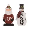 Transpac Wooden Standing Santa And Snowman Decor Set Of 2 Christmas Home Decorations For Festive Holiday Cheer