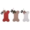 Transpac Fabric Bone Stocking Set Of 3 Christmas Home Decorations Holiday Stockings Made Of Durable Polyester