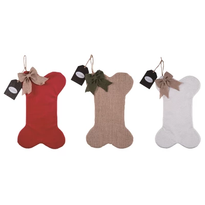 Transpac Fabric Bone Stocking Set Of 3 Christmas Home Decorations Holiday Stockings Made Of Durable Polyester 1 Transpac Fabric Bone Stocking Set Of 3 Christmas Home Decorations Holiday Stockings Made Of Durable Polyester