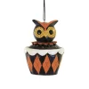Holiday Ornament 3.25 In Halloween Cupcake Halloween Tree Ornament , Halloween Decor Pumpkin Owl Black Cat (3PC)
