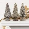 Transpac Resin Winter Sparkle Tree Figurine Set Of 3 - Festive Christmas Decorative Objects For Holiday Cheer