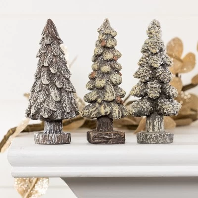 Transpac Resin Winter Sparkle Tree Figurine Set Of 3 - Festive Christmas Decorative Objects For Holiday Cheer 1 Transpac Resin Winter Sparkle Tree Figurine Set Of 3 - Festive Christmas Decorative Objects For Holiday Cheer
