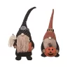 Transpac Plush Gnome And Pumpkin Sitter Set Of 2 Halloween Home Decorations Polyester Decorative Objects