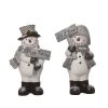 Transpac Gray Plaid Snowman Decor Set Of 2 Christmas Home Decorations Resin Decorative Objects For Holiday Cheer