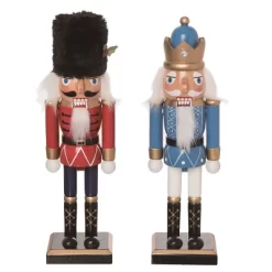 Transpac Christmas Wood Traditional Nutcracker Set Of 2 Christmas Home Decorations