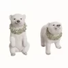 Transpac Resin Polar Bear Figurine Set Of 2 With Wreath Christmas Home Decorations Decorative Objects