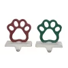 Transpac Set Of 2 Metal Pet Paw Stocking Holders - Perfect For Pet Lovers' Holiday Decor
