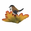 Transpac 3.5 Inch Autumn Bird On Leaf , Fall Leaves Spotted Towhee (1PC)