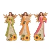 Transpac Sunflower Angel Figurine Set Of 3 Fall Harvest Home Decor Autumn Thanksgiving Decorative Objects Resin