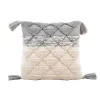 Transpac Cotton 16 In. Gray Everyday Pillow With Tassels