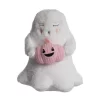 Transpac Plush Ghost With Pink Pumpkin Decorative Figurine For Halloween Indoor Tabletop Decor Soft Polyester Gift
