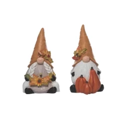Transpac Resin Big Hat Gnome Figurine Set Of 2 Fall Harvest Home Decorations For Autumn Thanksgiving