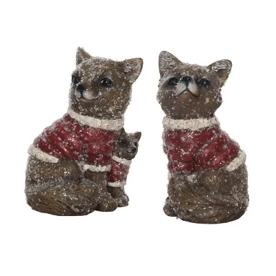 Transpac Bundled Up Woodland Fox Figurine Set Of 2 Christmas Home Decorations Resin Decorative Objects 1 Transpac Bundled Up Woodland Fox Figurine Set Of 2 Christmas Home Decorations Resin Decorative Objects