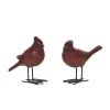 Transpac Set Of 2 Detailed Cardinal Resin Christmas Home Decorations For Festive Holiday Decor
