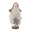 Transpac Small Plush Frosted Angel With Star Decorative Figurine For Christmas Blue Tabletop Decor Soft Foam Gift