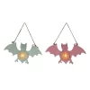Transpac Resin LED Bat Wall Art Set Of 2 Halloween Decoration Green Battery Operated Prelit Indoor Use Home Decor
