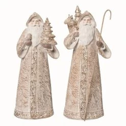 Transpac Resin Elegant Santa Figurine Set Of 2 Christmas Home Decorations For Festive Decor And Holiday Cheer