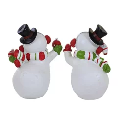 Transpac 6.25 In Happy Snowman Christmas Figurine Set , Christmas Decor Christmas Candy Cane Coal Buttons (2PC)