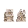 Transpac Light Up Holiday Cabin Decor Set Of 2 Christmas Resin Home Decorations For Festive Cheer