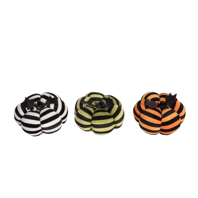 Transpac Plush Black Striped Pumpkin Set Of 3 Halloween Home Decorations For Festive Fall Decor 1 Transpac Plush Black Striped Pumpkin Set Of 3 Halloween Home Decorations For Festive Fall Decor