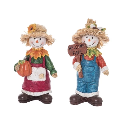 Transpac Resin Harvest Scarecrow Figurines Set Of 2 Fall Decor For Tabletop And Mantel Ideal For Gift Giving 1 Transpac Resin Harvest Scarecrow Figurines Set Of 2 Fall Decor For Tabletop And Mantel Ideal For Gift Giving