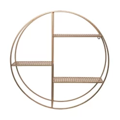 Transpac Metal 23.75 In. Gold 3-Shelf Round Wall Decor