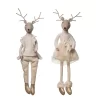 Transpac Plush Elegant Reindeer Shelf Sitter Set Of 2 - Festive Christmas Decorative Objects For Holiday Cheer