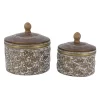Transpac Metal Honeycomb Lidded Container Set Of 2 Decorative Home Accents For Spring And Seasonal Decor