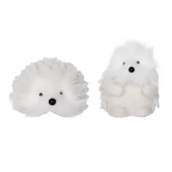 Transpac Plush Snowy Hedgehogs Set Of 2 Decorative Figurines For Christmas Indoor Tabletop Decor And Gift Giving